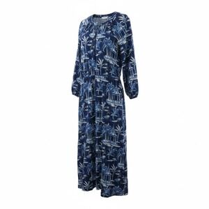 J.McLaughlin Maxi Dress Womens M Blue Filipa de Abreu Toile Cotton Long Sleeve